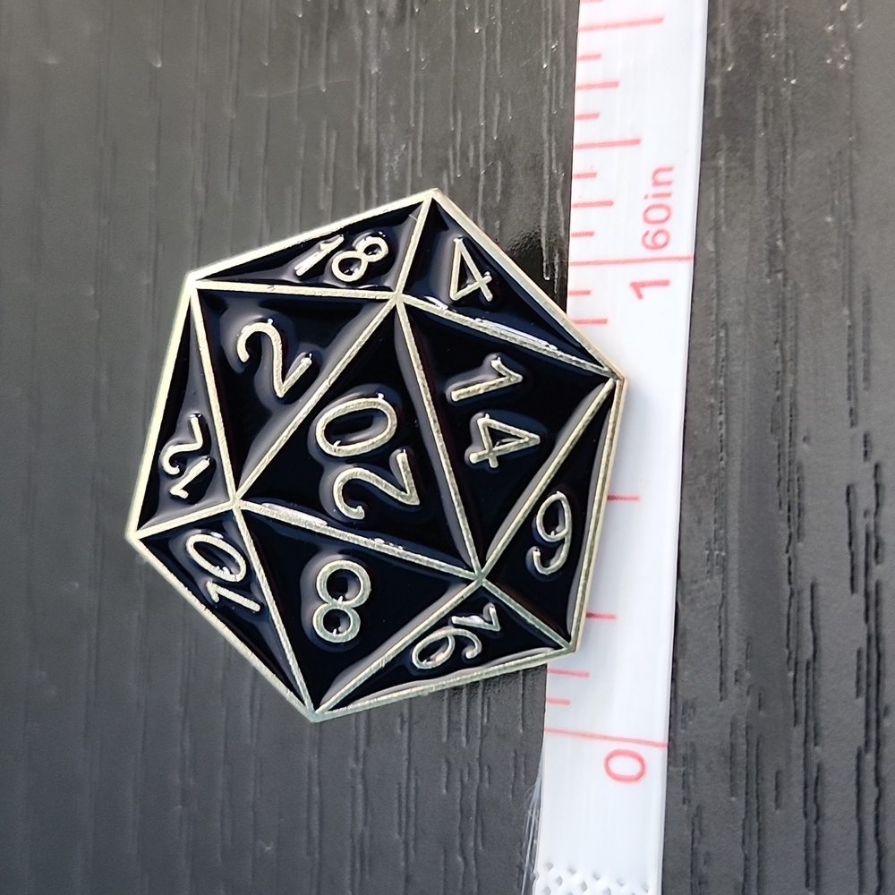 Dungeons and Dragons 20-Sided Die Inspired Enamel Pin - Picture 4 of 4
